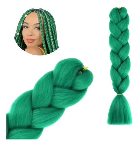 Kanekalon Extension Pelo Termico Trenza Africana 60cm Lfme Verde Fuerte A24