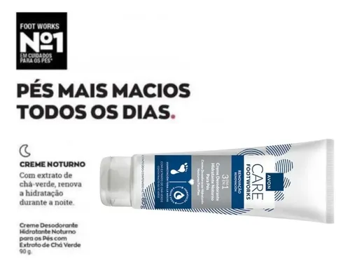 Crema hidratante Avon Footworks para los pies – 80g Fragancia crema hidratante nocturna