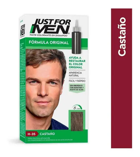 Shampoo con Tinte Just for Men Fórmula Original Larga Duración Castaño H35 66ml