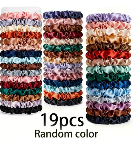Set X19 Colitas De Pelo Finas De Satén Multicolored Lisa
