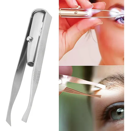 Hpinza De Cejas Curva Con Luz Led Belmira De Acero Inoxidabl