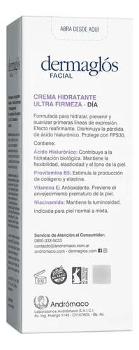 Crema Dermaglós Hidratante De Día Fps30 Ultra Firmeza X50g