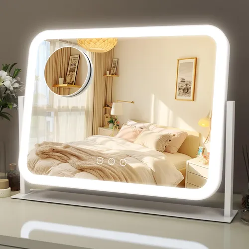 Espejo De Maquillaje Iluminado, Espejo De Tocador De 17 X 13 Blanco