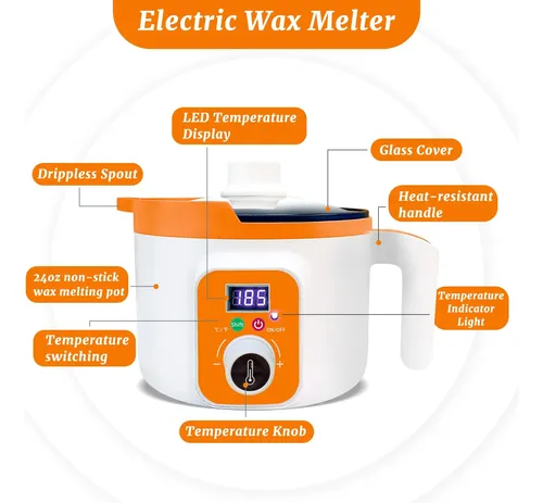 Q.olla Para Derretir Cera Ksedcon 1.5l Pantalla Led Naranja.