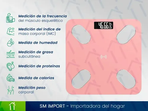 Balanza Corporal Digital Mide Grasa Musculo Bluetooth Hogar Color Rosa