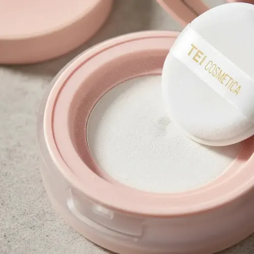 Polvo Fijador Traslúcido Tei Cosmética Con Espejo Y Esponja Sin Color