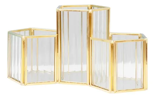 Organizador De Brochas De Maquillaje Transpa Vintage De Vidr