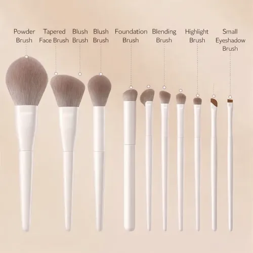 Set De 12 Brochas De Maquillaje En Polvo, Rubor Y Sombra De