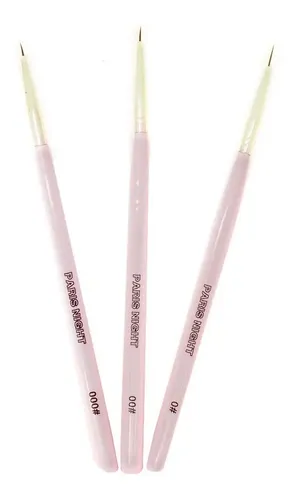 Kit Pinceles Nail Art Manicuria Decoración Cerdas Pelo X3