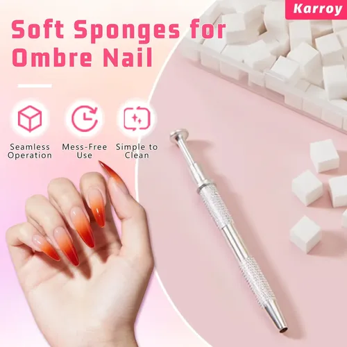 Set De Esponjas Para Uñas Karroy 100 Unidades Con Pinza Metá