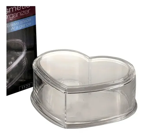 Caja Maquillaje Corazon Con Tapa Organizador Acrilico Mihaus