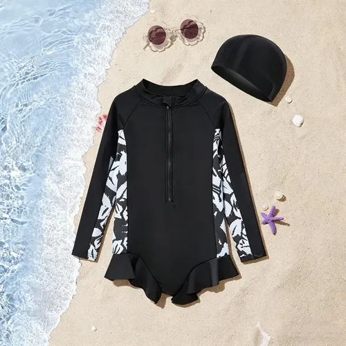 Cxre Traje De Baño For Niñas Manga Larga Upf 50+ &gorro Ce