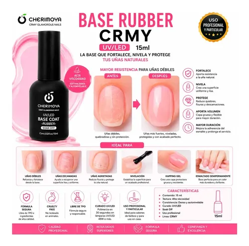 Base Coat Cherimoya Rubber Esmalte De Uñas Profesional