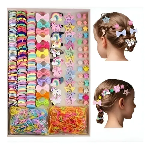 * Set 895 Accesorios For El Cabello Con Ligas Y Broches *