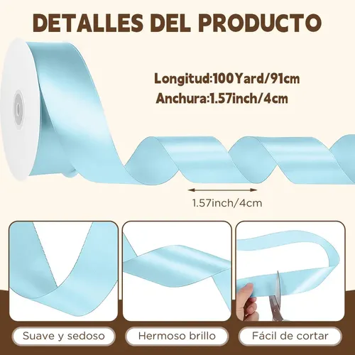 Rollo Liston Satinado Para Decoracion Ancho 4 Cm 91 Metros