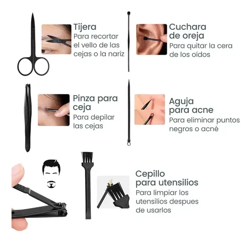 Set X16 Corta Uñas Kit Manicura Pedicura Con Estuche Viaje