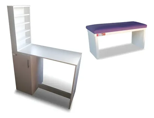 Mesa Manicura Con Porta Esmaltes Mas Apoya Manos Manicuria Blanco Liso