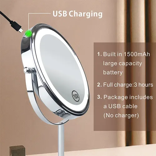 Para Espejo De Maquillaje Led Con Aumento De 8 Pulgadas Y