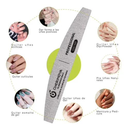 Limas De Uñas Reutilizable Para Manicure Cherimoya 12 Piezas