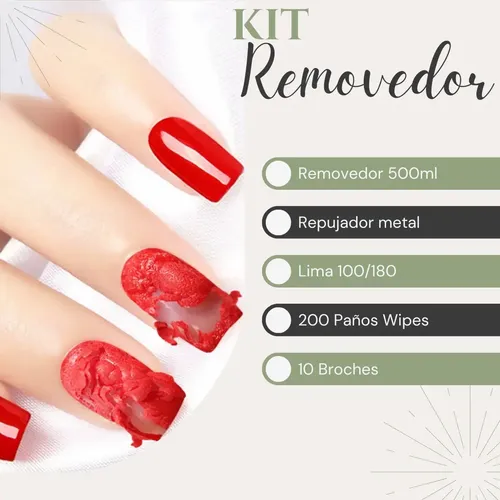 Kit Removedor Uv Esmalte Semipermanente Broches Wipe Gel 500