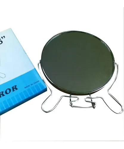 Espejo 7 Pulgadas Maquillaje Doble Faz Con Aumento Metalico