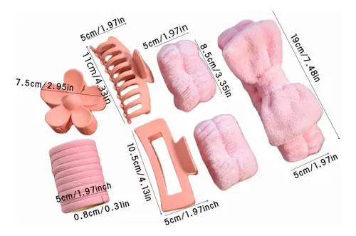 Set Spa 16 Piezas Diadema Muñeca Y Accesorios Pelo Rosa