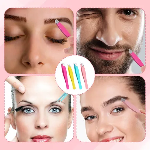 Nogeqi 4pcs Mini Pinzas De Precisión Para Cejas Y Vello
