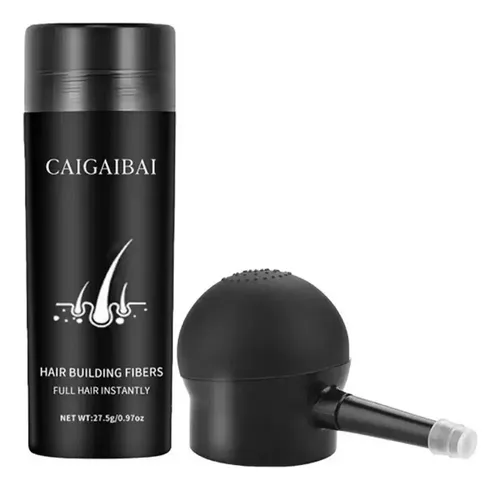 Polvo De Fibra Capilar Negro Cubre Raíz De Cabello Calvicie