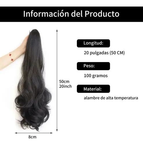 Coletas Cola Cabello Natural Extensiones Postizos Clip 50cm