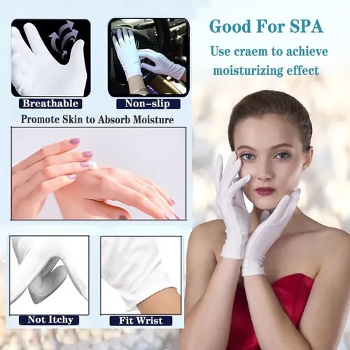 Guantes Algodón Blancos Xl Hidratantes Para Manos Secas