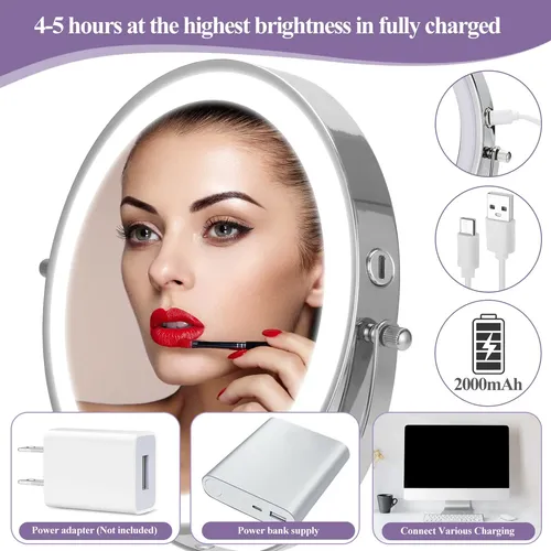 Espejo De Maquillaje Ffowcye 8 Luces Con Aumento De 1x/10x