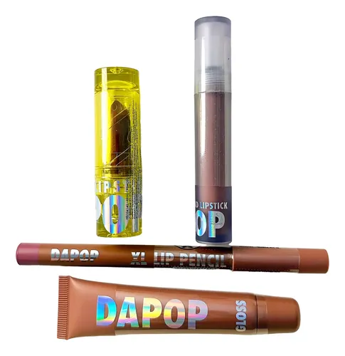 Set Maquillaje Labios Dapop Labial Delineador Gloss