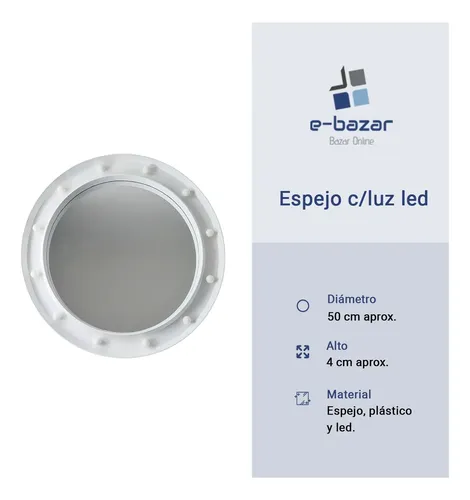 Espejo Redondo Con Luz Led 50 Cm