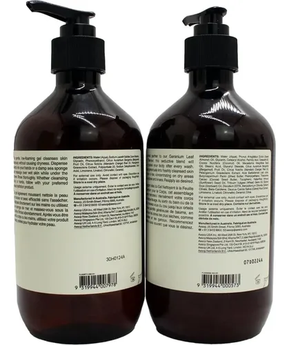 Dúo Gel Limpiador Y Bálsamo Corporal Aesop Geranio 478ml