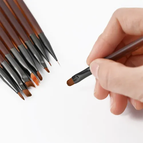 Juego De 9 Pinceles Para Uñas Carving Painting Liner Builder Brown-9pcs