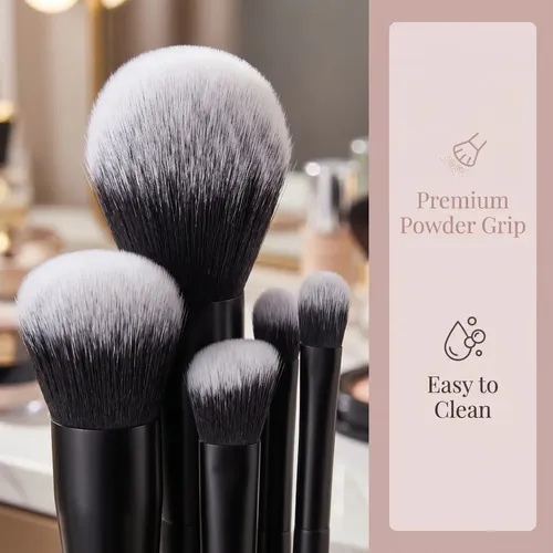 Set X8 Pinceles De Maquillaje Profesionales Negro