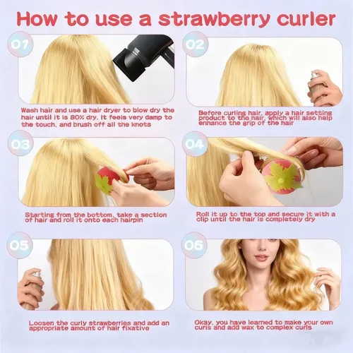 Rulos Para Cabello Con Espumón De Fresa, Suaves