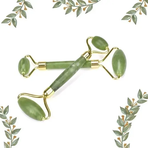 Masajeador Doble Rodillos Piedra Jade Facial Corporal