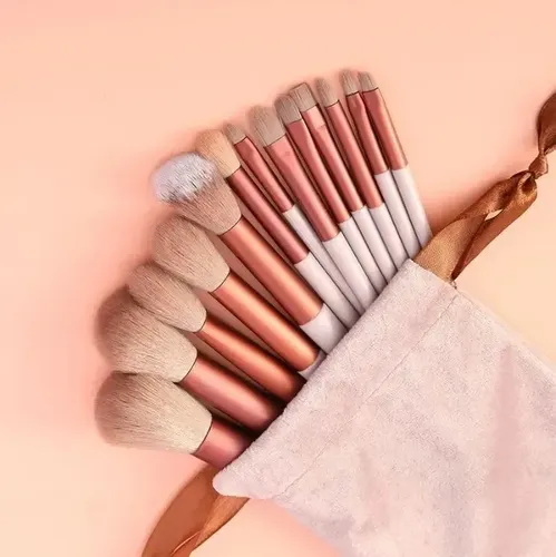 Set 13 Brochas De Maquillaje Profesional Con Estuc Marrón