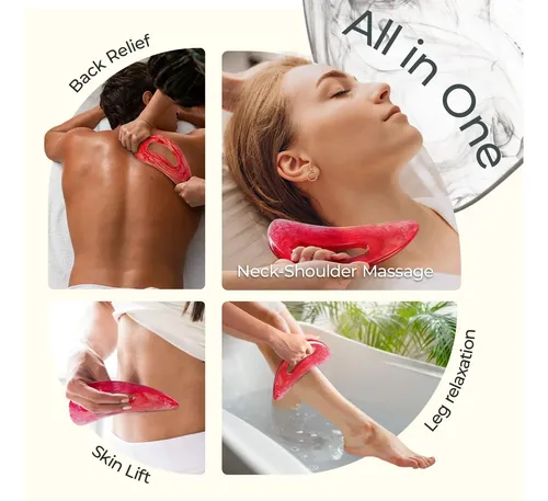 Masajeador Gua Sha Scienlodic Resina Mango Rojo