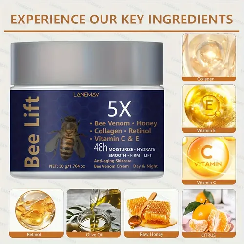 Crema Facial Antiarrugas Intensiva Con 5x Colágeno Y Retinol