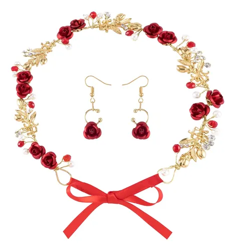 Accesorios Para El Cabello Pagow Corona De Flores Rojas Con