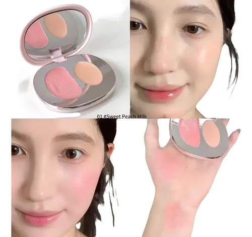 3 Piezas Rubor Crema Dos Colores Paleta Iluminador Contorno
