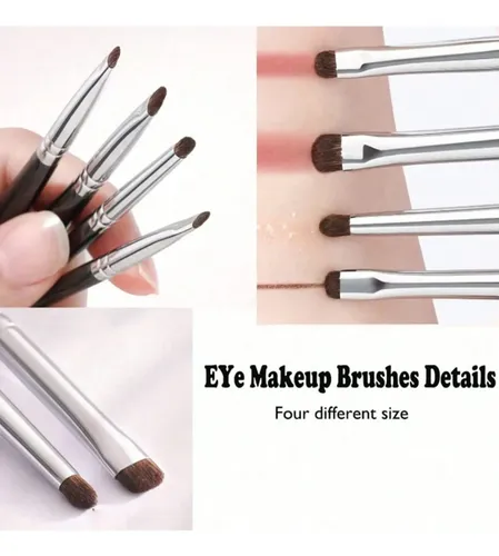 Set 4 Pinceles Para Ojos Delineador Y Difuminador Negro