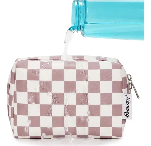 Narwey Pequeña Bolsa De Maquillaje A Cuadros Para Bolso Mini