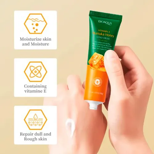 Bioaqua Crema Hidratante Manos Vitamina E + Miel 30 g — Suaviza y Nutre la Piel