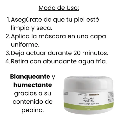 Máscara Vegetal 150gr, Arvensis, Blanqueante Humectante Full