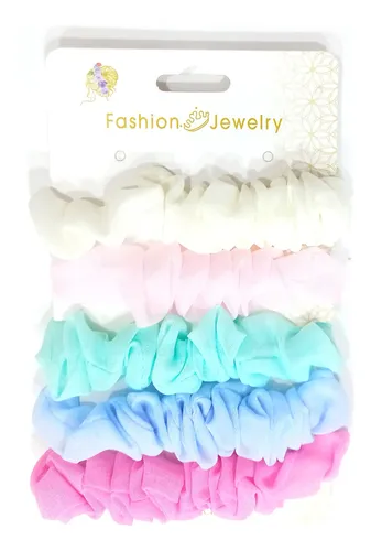 Pack X 5 Colitas De Pelo Scrunchies Colores Surtidos