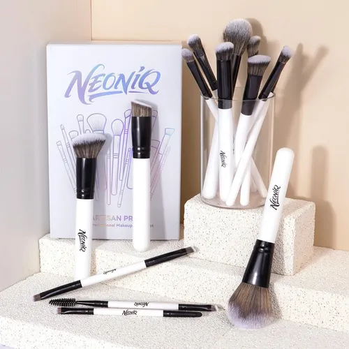 Set 14 Brochas Maquillaje Neoniq Cerdas Sintéticas Blanco