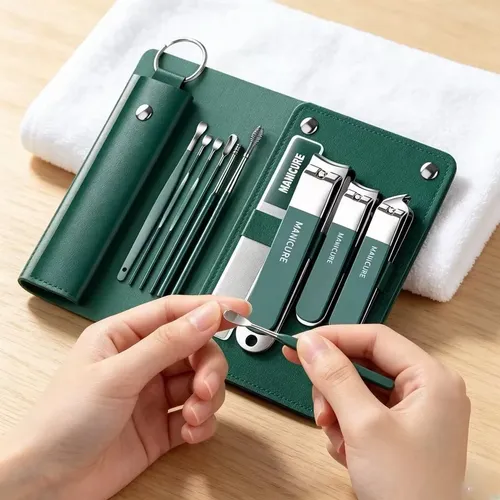 Kit De Manicura De 12 Piezas De Acero Inoxidable Resistente